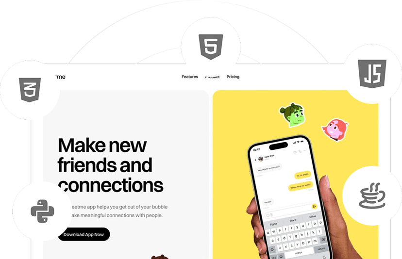 Make new friends and connections mobile app interface